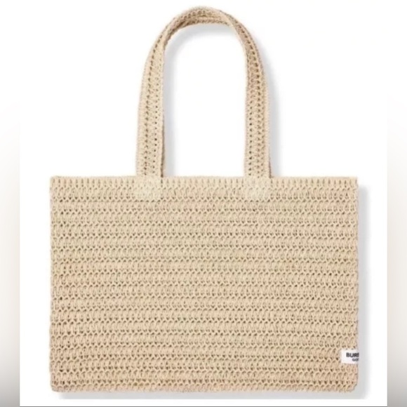 NWOT Burberry Goddess Crocheted Open Weave Natural Paper Straw Tote Shoulder Bag - Picture 1 of 5